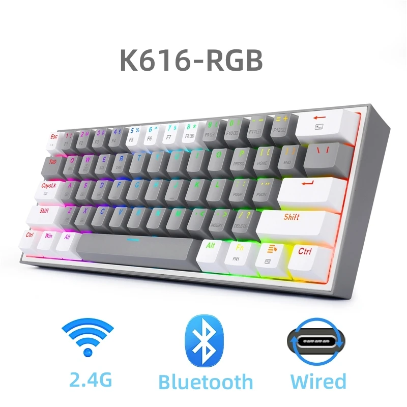 Redragon-ゲーム用の有線/無線キーボードK617,RGBバックライト付き60