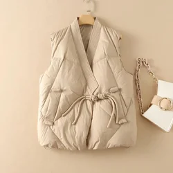 2025 New Winter Coat Cropped Vest Jackets For Women Fashion Sleeveless Puffer Waistcoat Street Style Vests Black Khaki Outwear