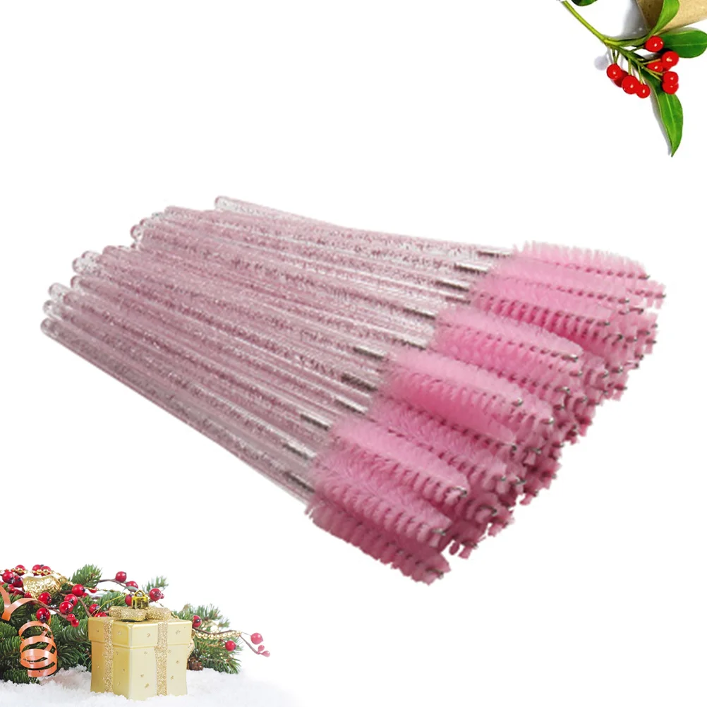 100 Pcs Make up Applicators for Face Eyelash Spoolies Brush Makeup Pink Mascara Wands