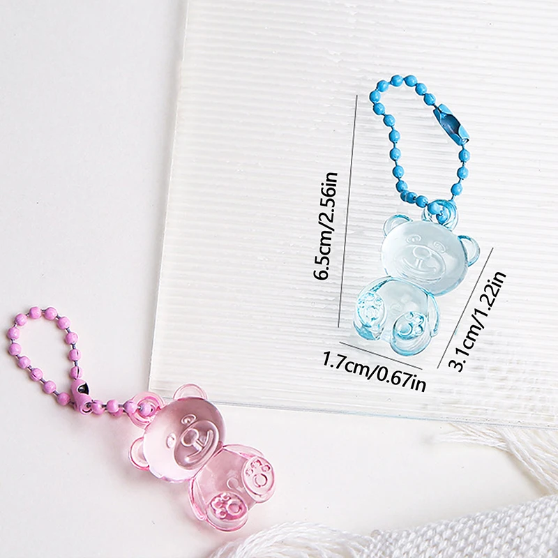 New Transparent Colorful Cute Resin 3D Bear Pendant Keychain Handbag Backpack Pendant Jewelry Keyrings Accessories