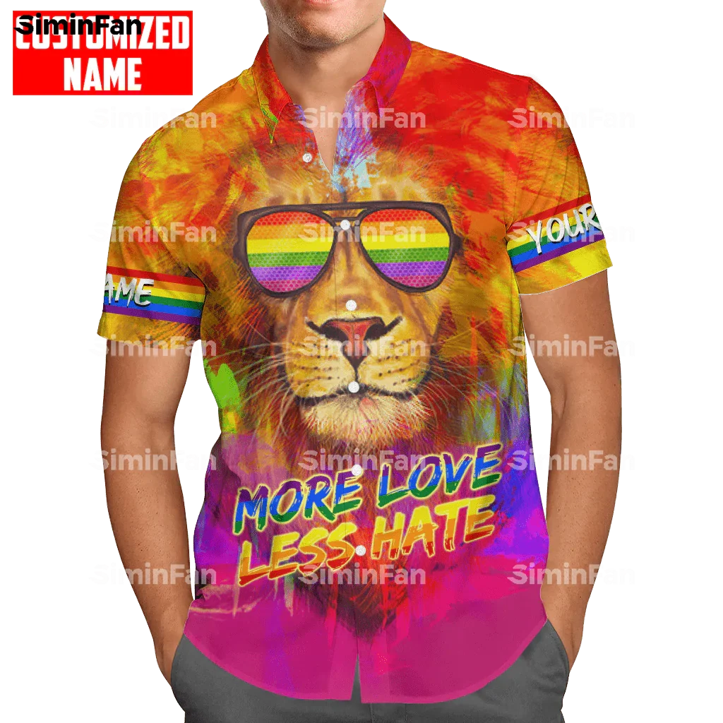 LOVE LGBT PRIDE LION RAINBOW 3D Full Printed Hawaiian Shirt Men Summer Camisa Female Top Unisex Tee Male Tshirt Streetwear 03