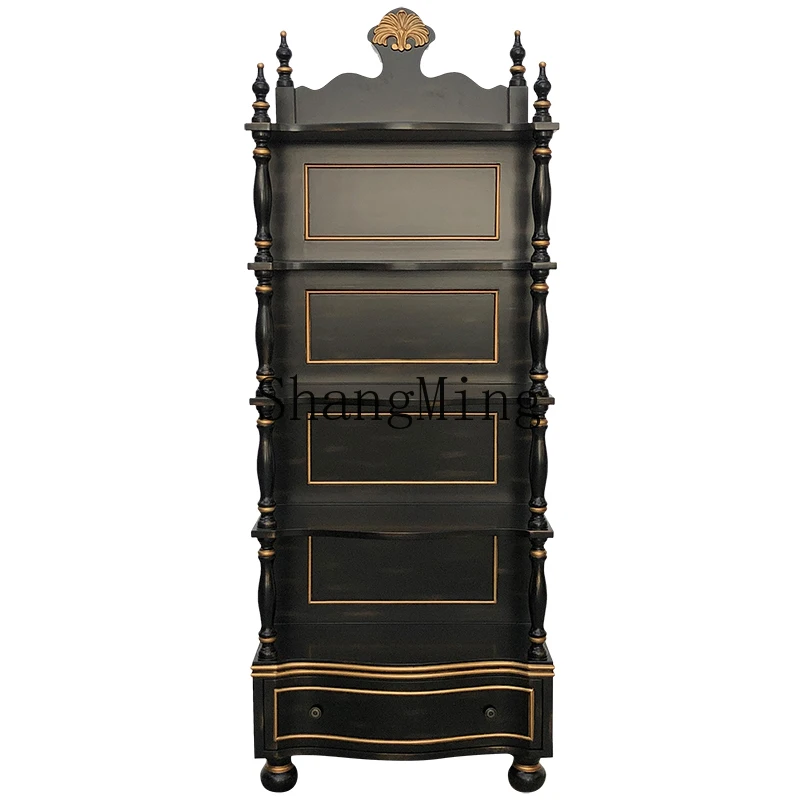 FG good-looking  bookcase living room retro multi-layer floor red wine storage display cabinet