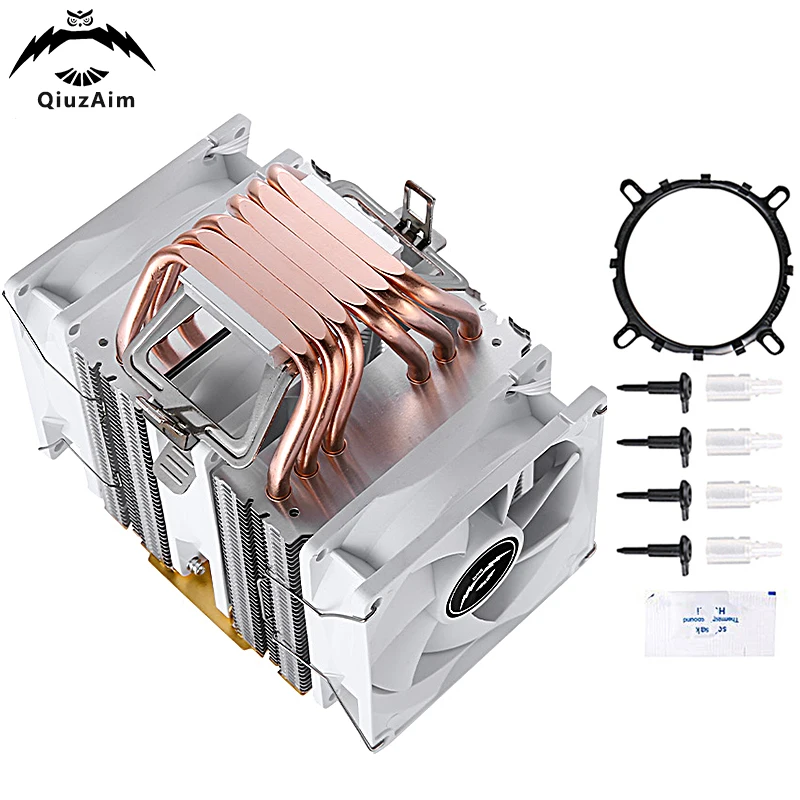 

QiuzAim Computer Processor Heatsink CPU Cooling Fan PC Twin Towers 6 Heat Pipe Installing LGA775 115x 1200 1700 1366 AMD am4 am5