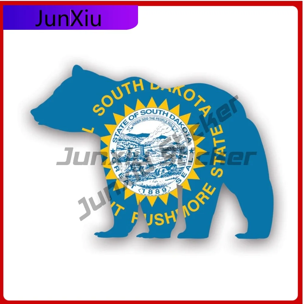 

South Dakota Bear Flag Sticker Uv Protected Decals Outdoors Explore Camping Hiking Overlanding Rv Sd State Flag Patriotic Car
