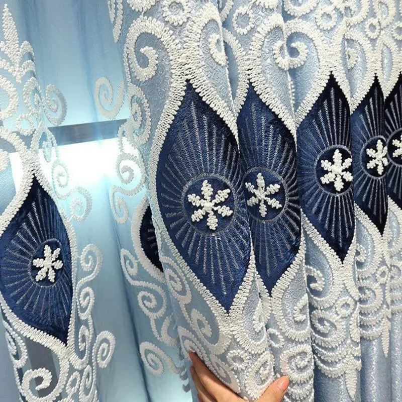 Luxurious European Style Curtains for Bedrooms Living Rooms High-quality Shading Thick Curtains Angel's Eye Embroidered Curtains