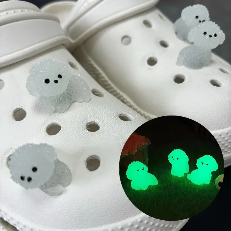 4Pcs/Set Luminescence 3D Cute Puppy Shoe Decoration Diy Shoes Charms Used For Clogs Sandals Perfect For Holiday Xmas Gifts