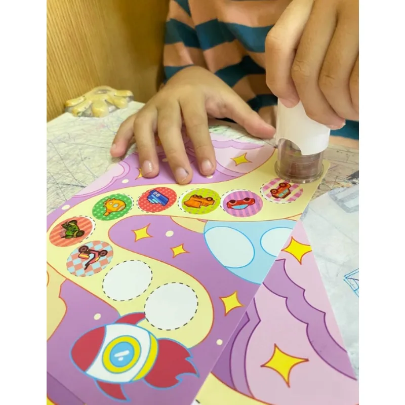 Kids Stickers Press Early Education Round Seal Reward Sticker Cartoon Magic Sticker Set for Children Classic Toys