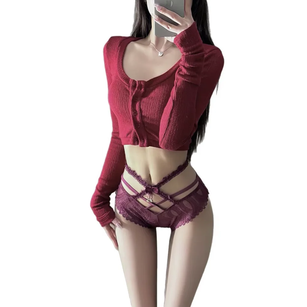 Low Waist Butterfly Knot Lace Hollow out Bell Sexy French Style Ladies Triangle Panties Comfortable Underwear Briefs