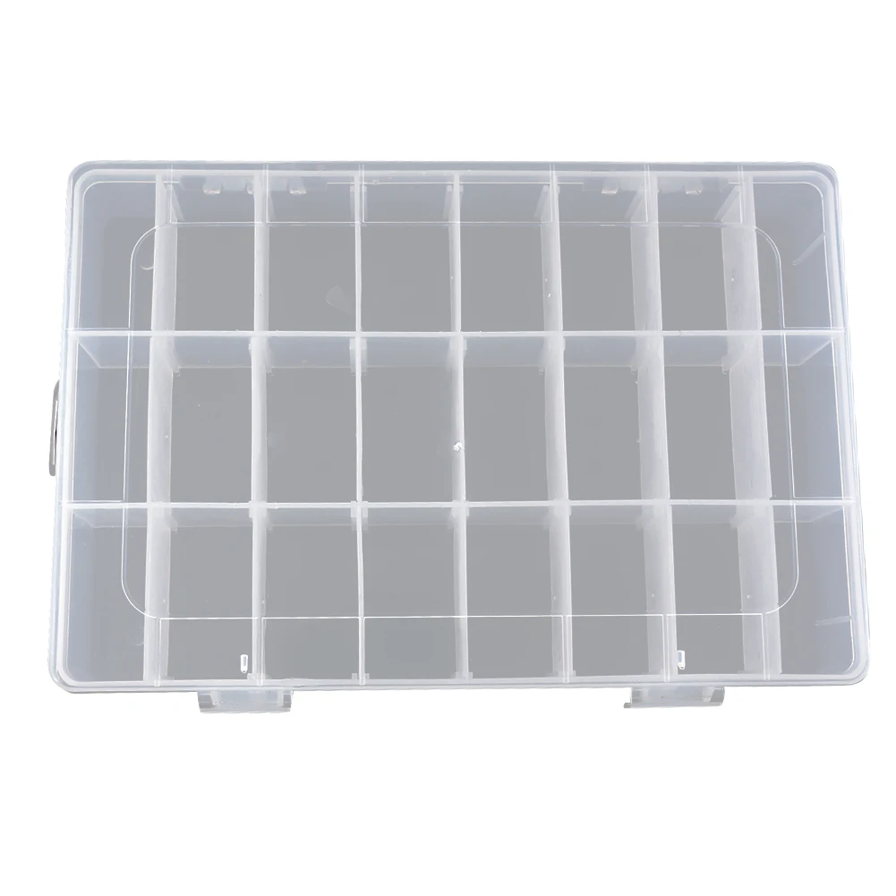 24 Compartments Plastic Organizer Transparent Fishing Fishing Accessories Box Adjustable Dividers Multiple Use for Outdoors