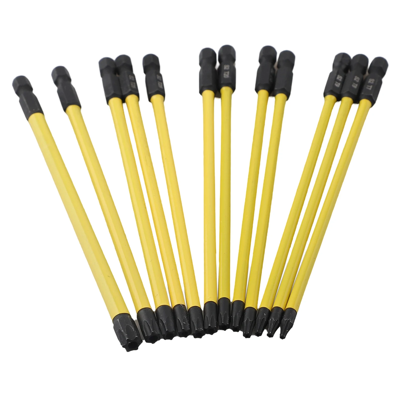 12Pcs Screwdriver Bit For Torx Drill Bit 150mm Screwdriver Bit 1/4 Inch Magnetic Hex Bit Set T7-T40 Hand Tools High Strength