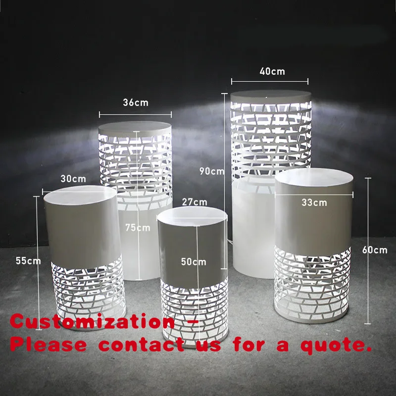 

Customize.Kainice Customize New Style Wedding Party Supplies Plinth Iron White Cylinder Plinths Display Stand Cake Display P