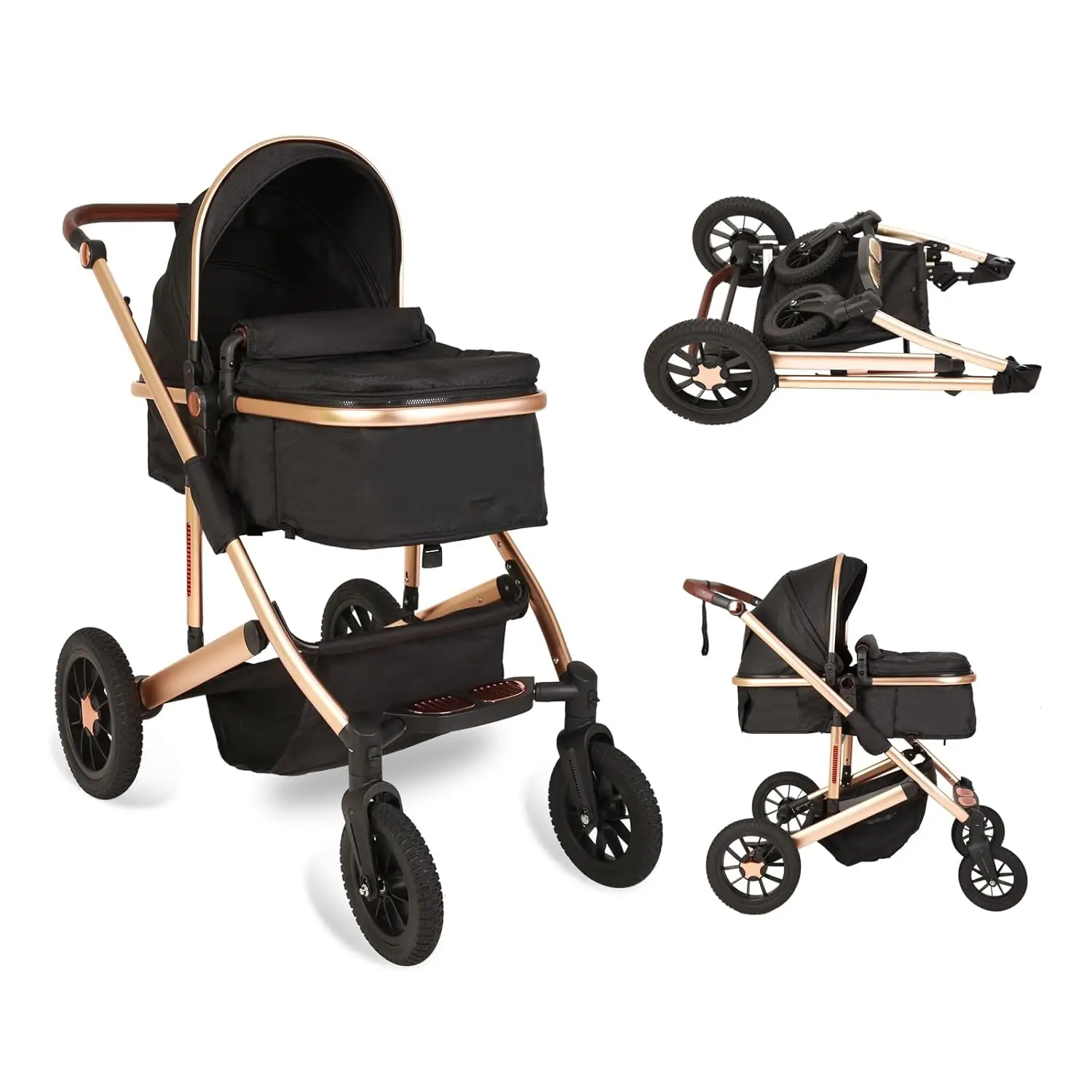 2 in1 Baby Stroller,High Landscape Infant Stroller,Reversible Bassinet Stroller,Adjustable Backrest & Canopy, Al