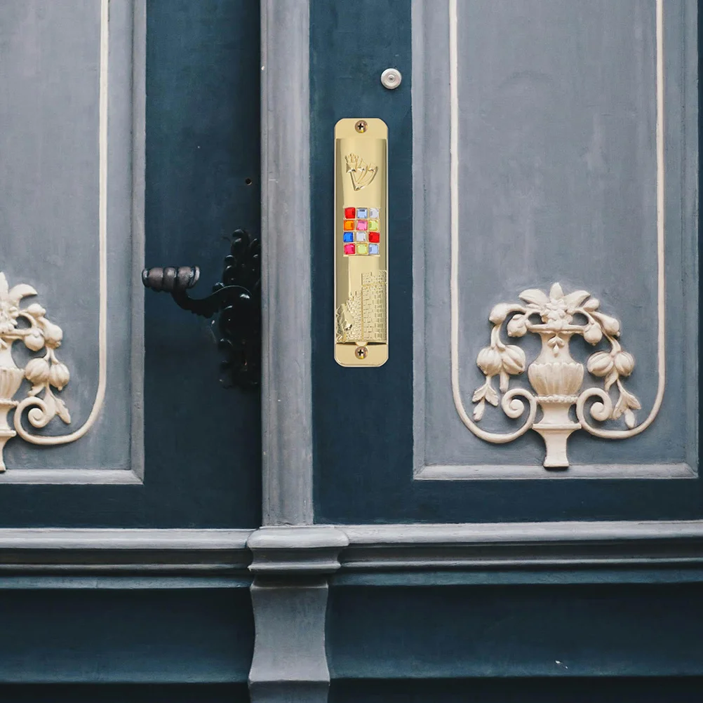 

2Sets Metal Mezuzah Religious Decorative Blessing Front Door Ornament Art Decoration Metal Mezuzah