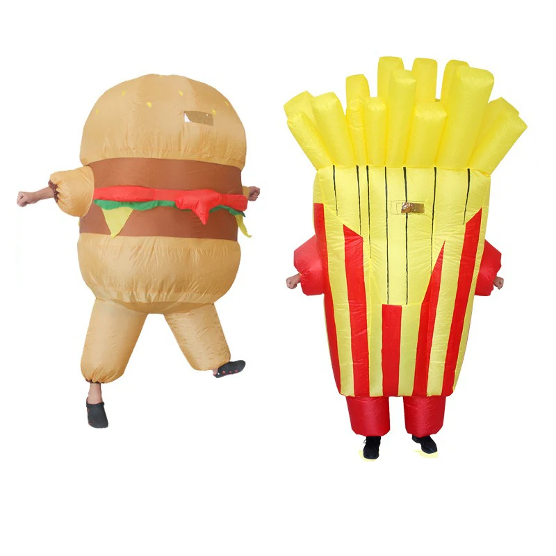 

Fries Burger Inflatable Costume Halloween Party Inflatable Costume Cosplay Costume Funny Inflatable Costume Toy Doll Costume