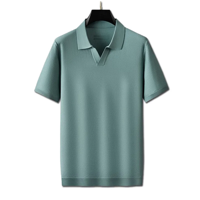 【Lyocell/With Mulberry Silk/Machine Washable】French Swallowtail Polo Shirt, Men's Lapel Short-Sleeved T-Shirt