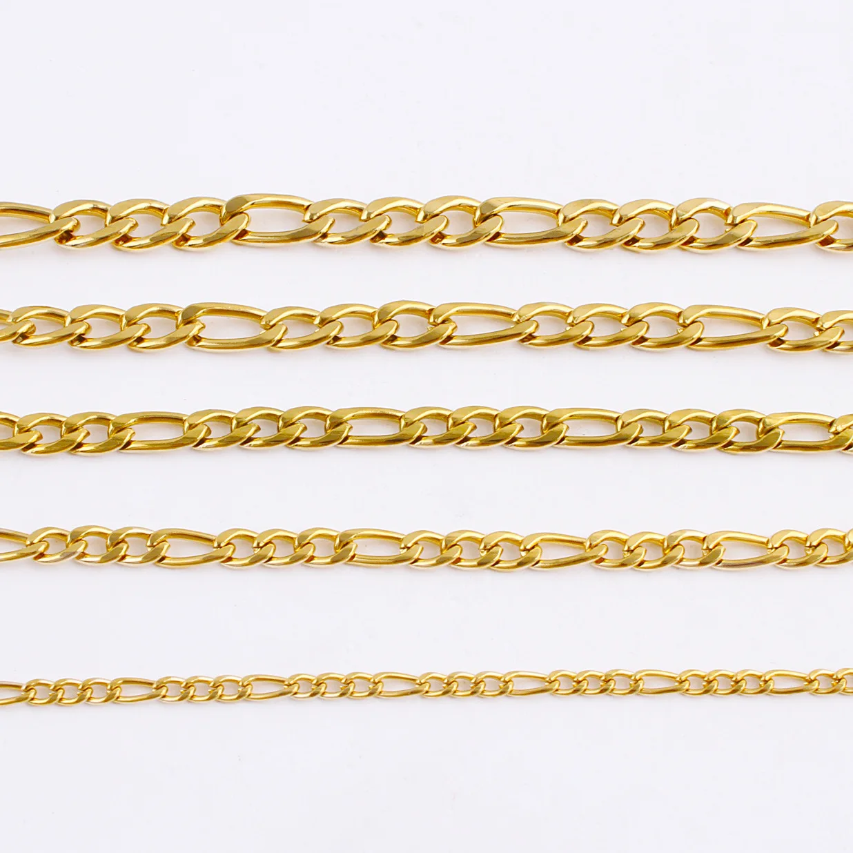 Gold Color Stainless Steel Link Figaro Chain for Pendant Necklace 5 cm Extender Chain Tail Tag DIY Jewelry Gift Neck Accessories