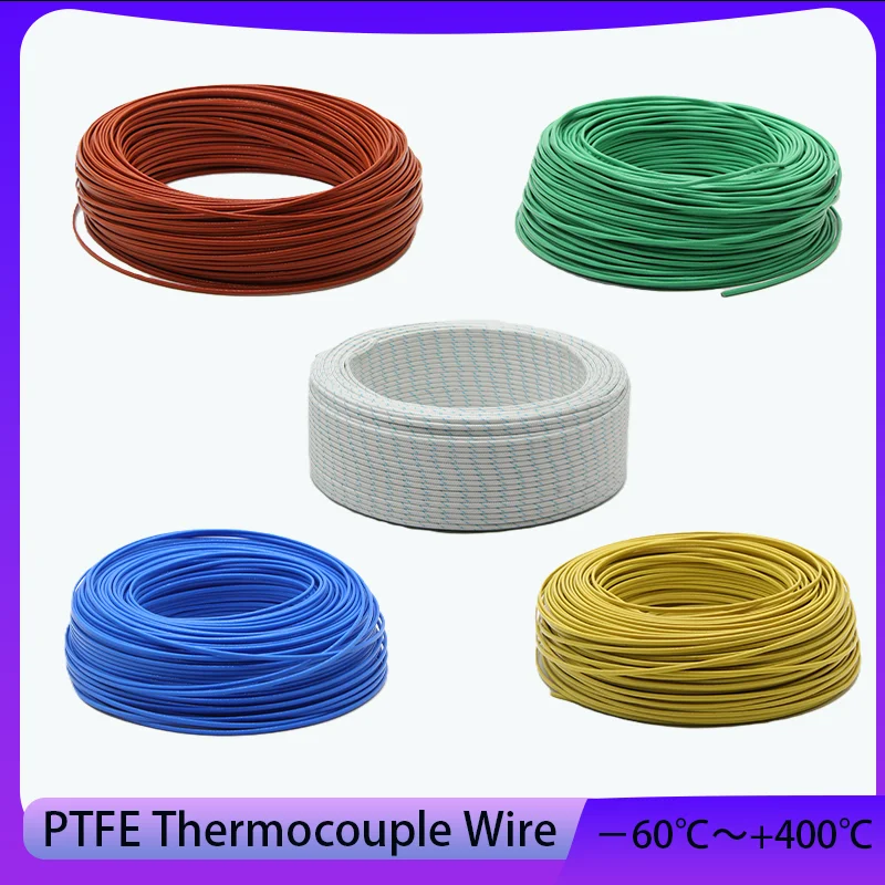 

2-core K J T Type thermocouple temperature sensing wire PEFE insulated compensation wire