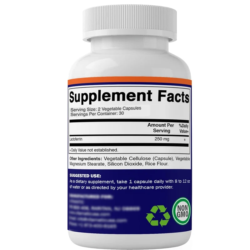 Lactoferrin 250mg, 60 Capsules Of Vegetables With High Absorption Promote Healthy Immune Function