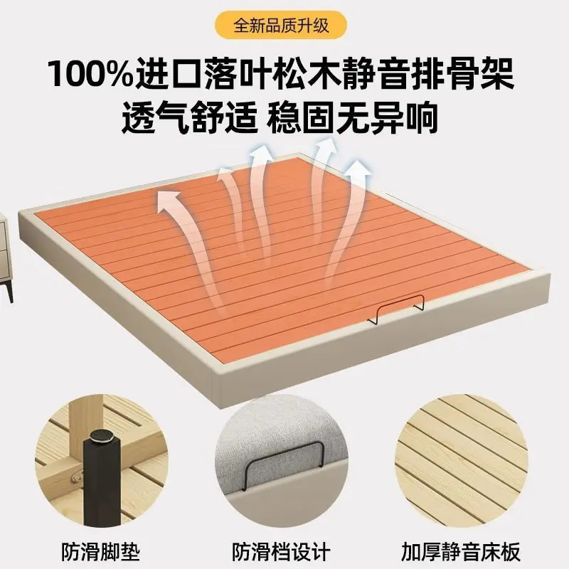 Suspended bed, all solid wood without bedside tatami row skeleton bed frame