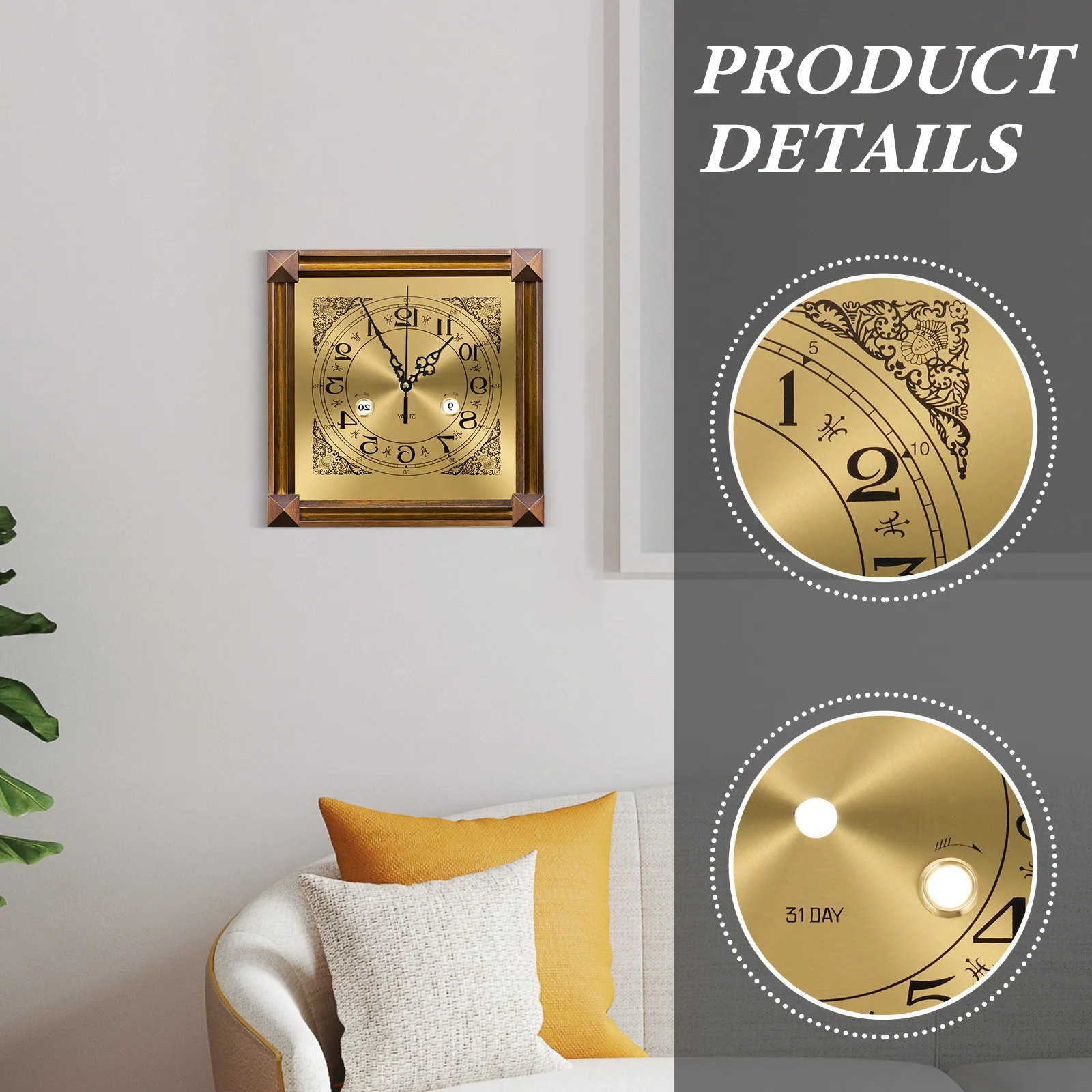 Grandfather Vintage Clock Dial Face Metal Round Replacement Classic European Style Roman Arabic Numerals DIY Clock Repair
