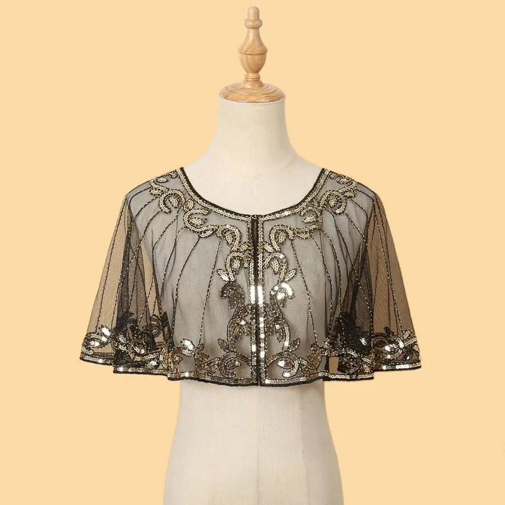 

New Thin Party Shawl Sequin Shiny Sunscreen Cardigan Polyester Sunscreen Clothing Flapper Shawl Women