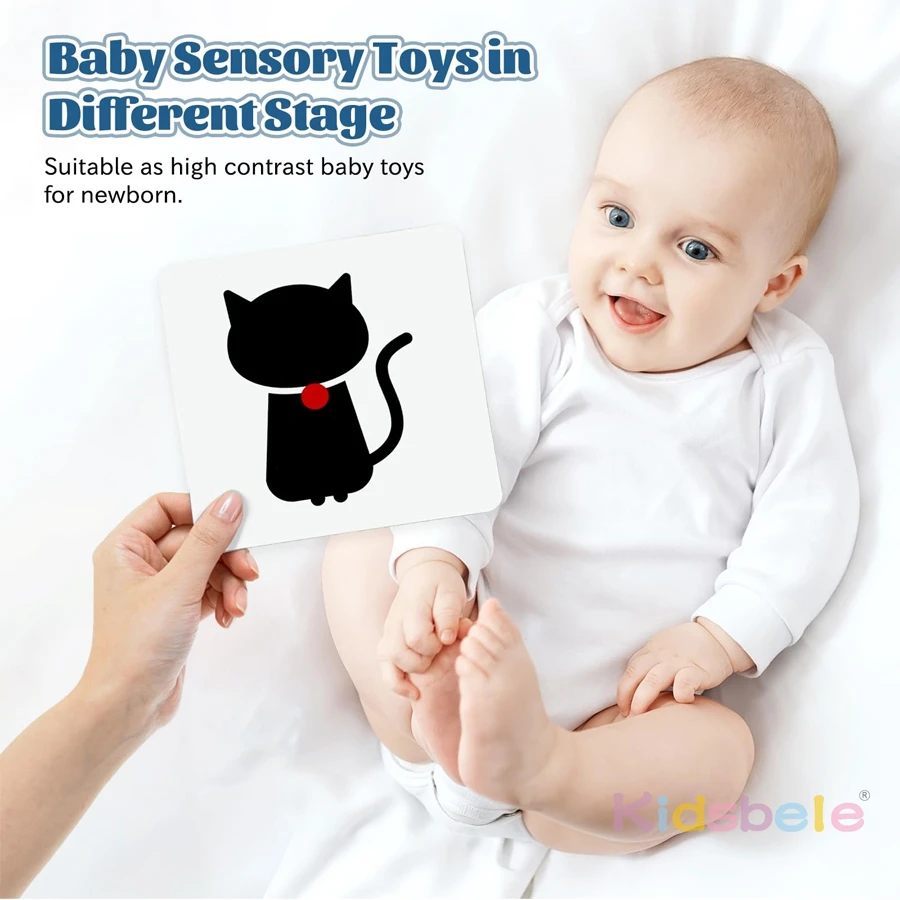 بطاقات التحفيز البصري للأطفال، بطاقات تعليمية عالية التباين لحديثي الولادة من عمر 0 إلى 36 شهرًا |   ألعاب حسية للرضع لعبة التعلم المبكر