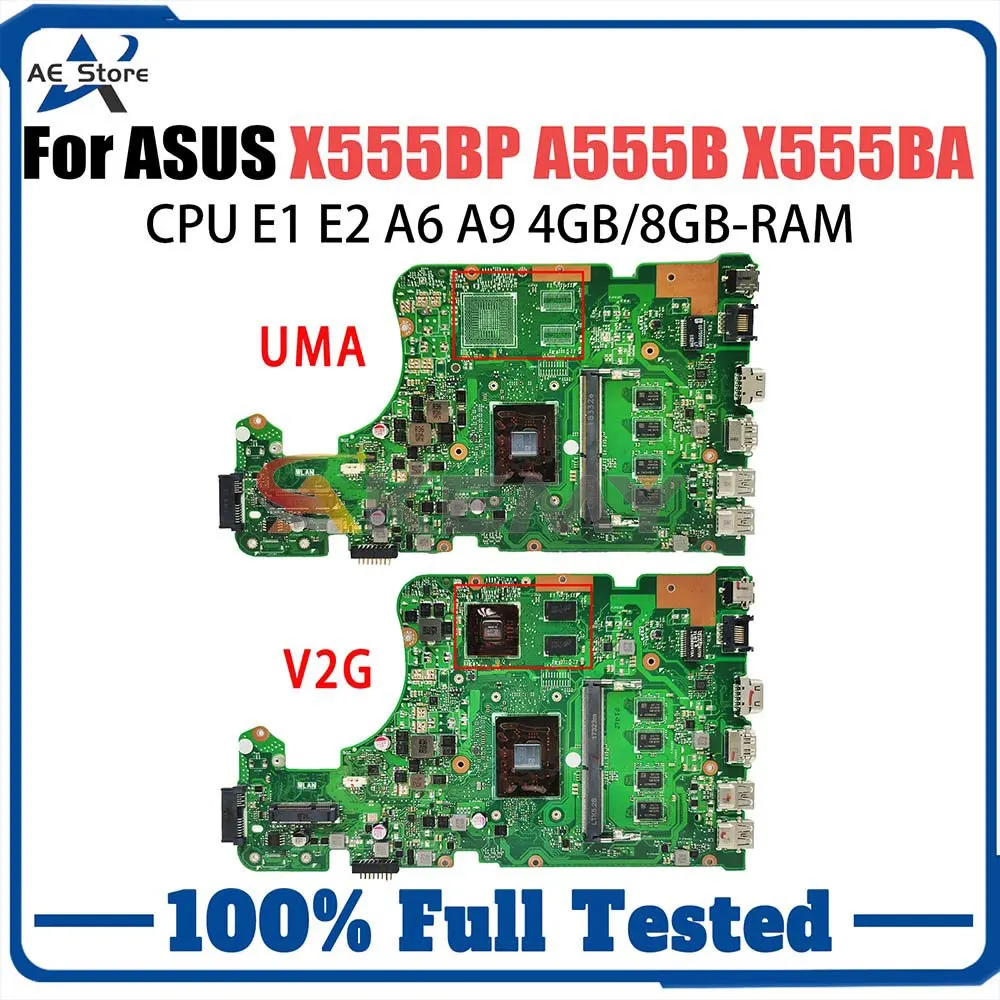 

X555QA Материнская плата для ноутбука Asus X555Q A555Q X555B X555BP K555Q X555BA Материнская плата A6 A9 A10 A12 FX-9800P CPU 4G/8G-RAM