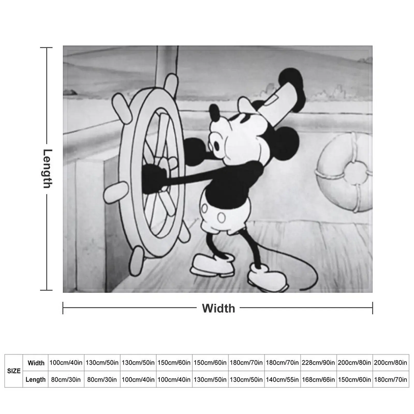 Steamboat Willie Vintage Classic American Cartoon Mouse Black and White 1928 Throw Blanket Shaggy Weighted Polar Blankets