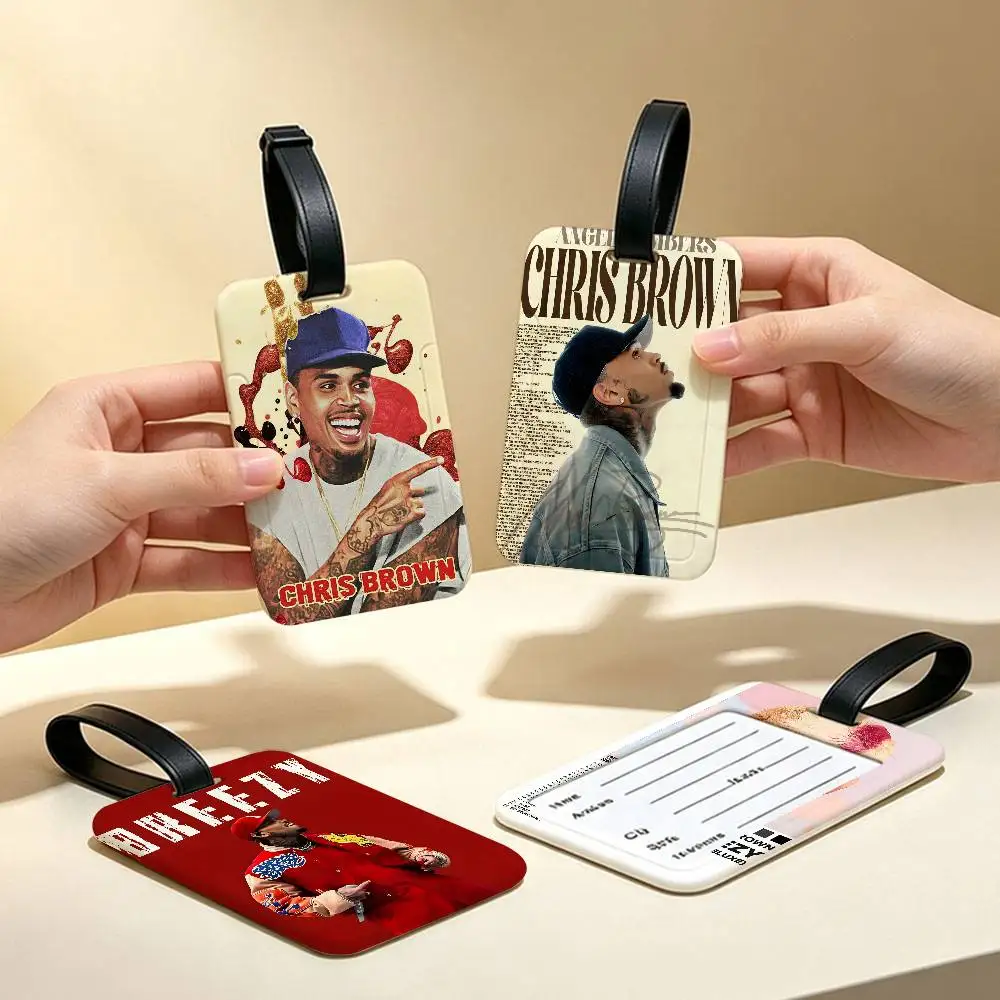 C-Chris B-Brown Universal PVC Luggage Tag Anti lost With Information Card Suitcase Backpack Identification Label