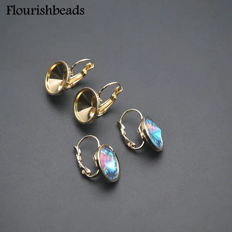 

20 шт., 14-каратное золото, 12 мм, хрустальные бусины Rivoli, круглые бусины, застежки для сережек с рычагом