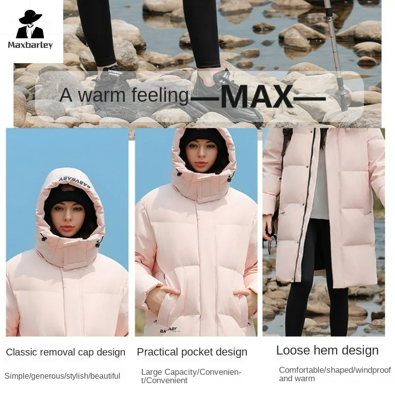 Jaqueta de penas de ganso para homens e mulheres, jaqueta puffer high-end, leve, quente, casacos longos, luxo, capuz removível, novo, inverno, 2022