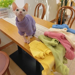 Fleece Coat for Sphynx Cat Warm Sweatshirt 4-legged Jumpsuit for Kittens Dogs soft Loungewear for Male Cat Devon Rex Sweater