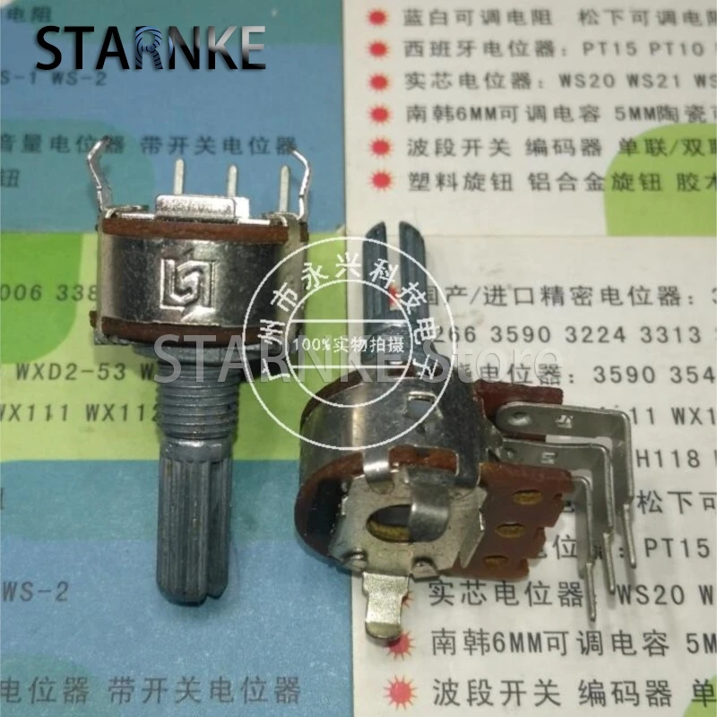 

3PCS WH148 Type Single B50K B503 Bent Foot 3 Pin Flower Shaft Length 20MM Audio Volume Amplifier Potentiometer 50K Ohm