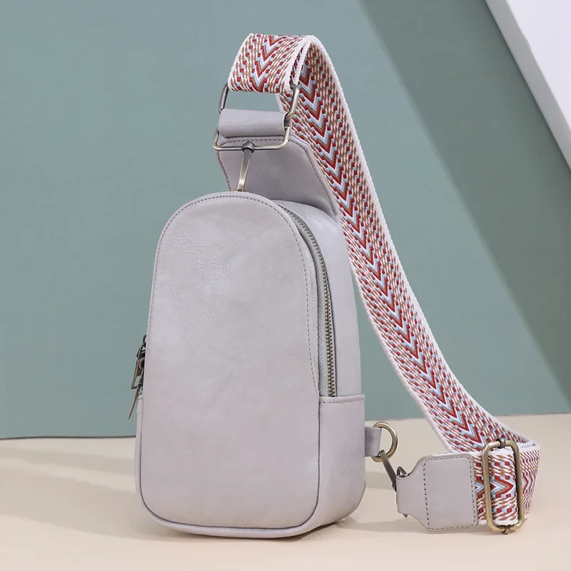 Vintage Chest Bag Solid Color Crossbody Shoulder Bag Versatile Grey Chest Bag New Phone Sac Fashion Handbag