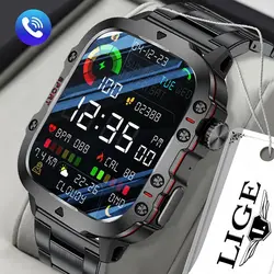 LIGE New Smart Watch schermo da 1.96 pollici 420 MAh Bluetooth Call Voice Assistant Watch sport Fitness Smartwatch impermeabile per uomo