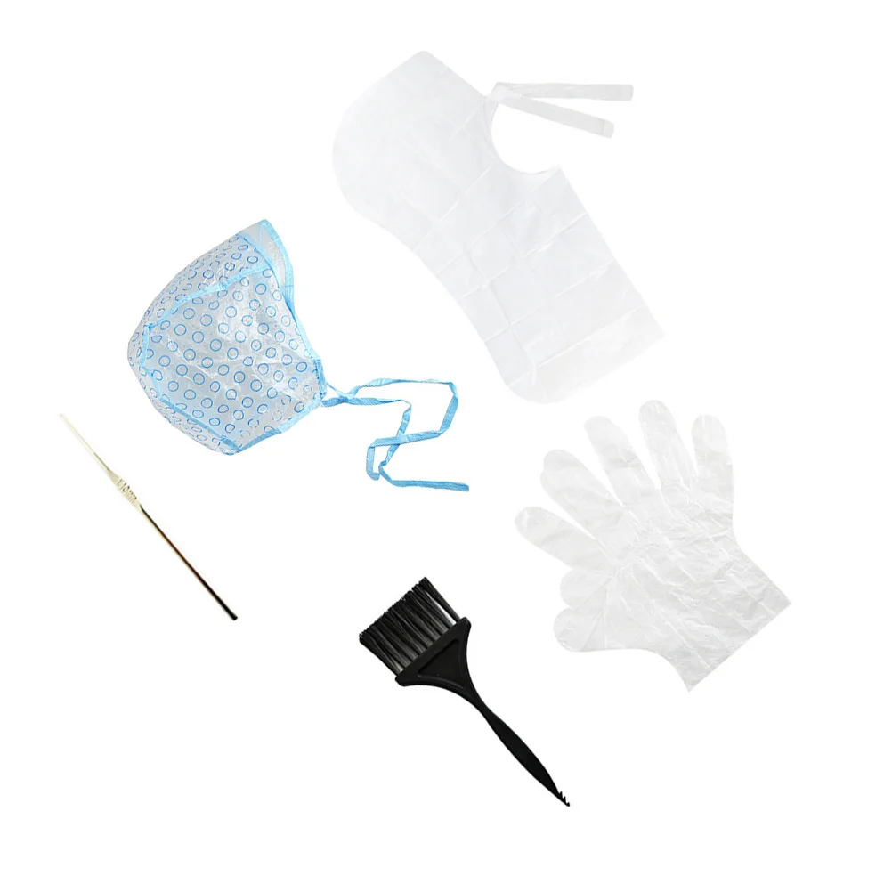 5 قطعة مجموعة صبغ الشعر القابل للتصرف يسلط الضوء على قبعة فرشاة شال قفازات الكروشيه أدوات تلوين الشعر صالون المنزل استخدام المواد الآمنة