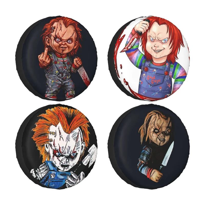 

Killer Chucky Doll Cartoon Art Tire Cover Wheel Protectors Weatherproof Universal for Jeep Trailer RV SUV Truck Camper