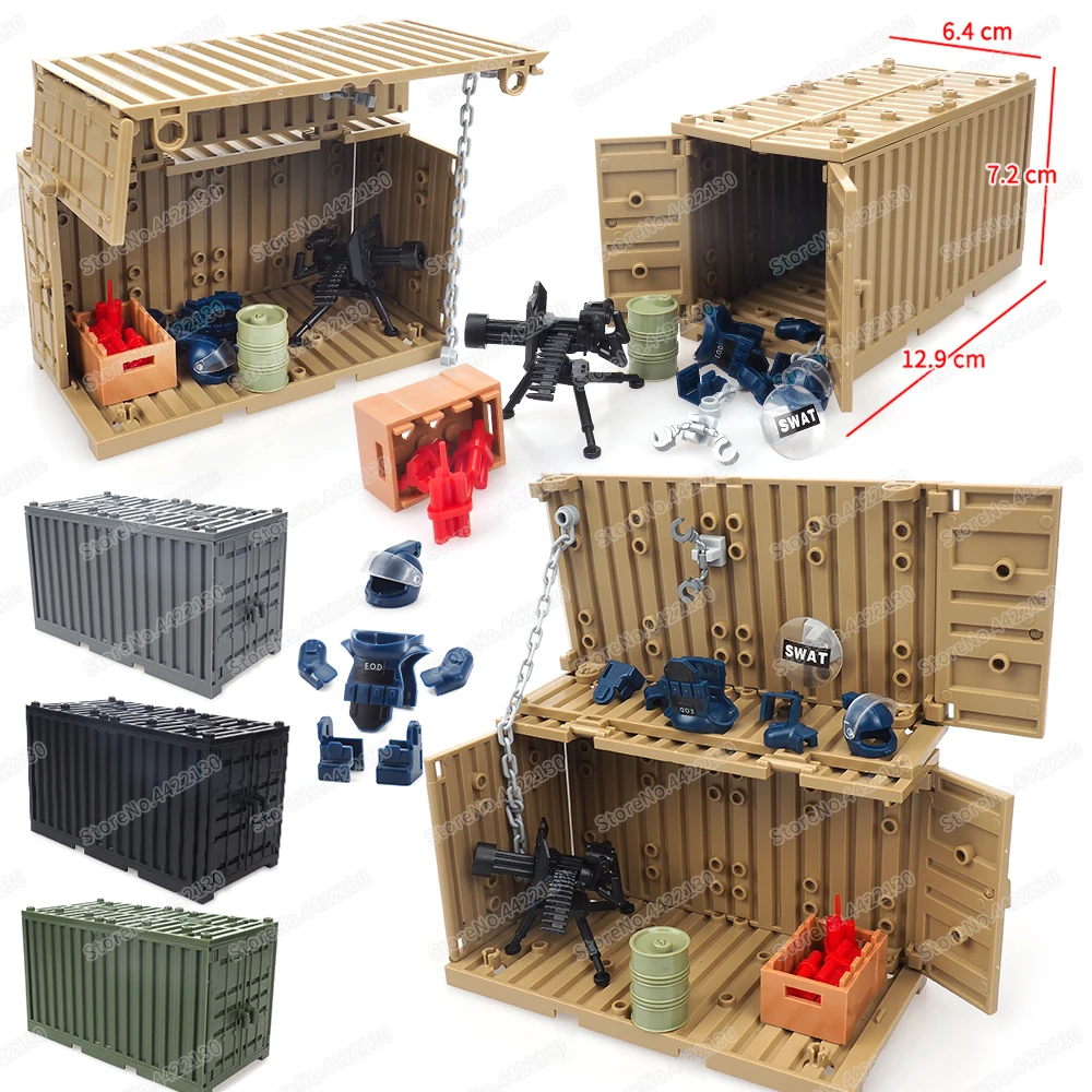 Special Forces Fight Storehouse Building Block Container Figures Weapons War Equipment Scenes Model Child Christmas Gift Boy Toy