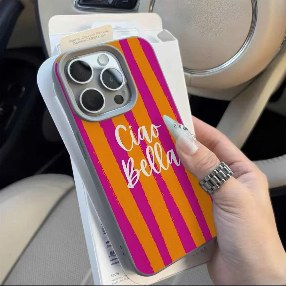 Boho Vibes Ciao Bella Handyhülle für iPhone 17 16 15 14 13 12 11 Pro Max 16 15 Plus XR Silikon Matt Weich Stoßfest – Detail 9