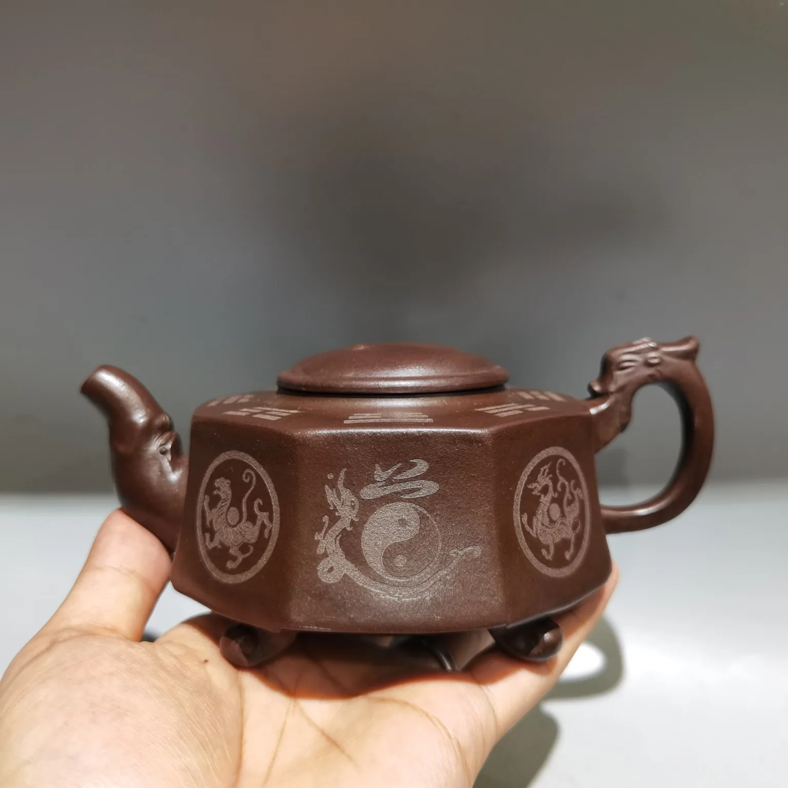 Old Chinese Handicraft Enameled YiXing Zisha (red stoneware) Teapot,Gossip Pot style teapot,with mark, Free shipping