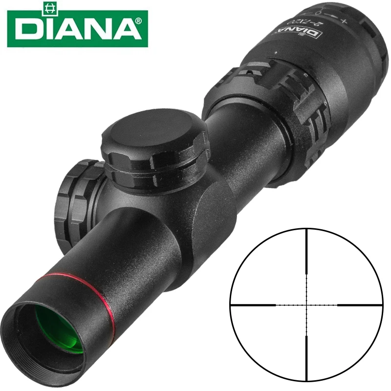 DIANA 2-7x20 HD Riflescope Mil-Dot Reticle Sight Rifle Scope Sniper Hunting Tactical Rapid Target Acquisition Airsoft