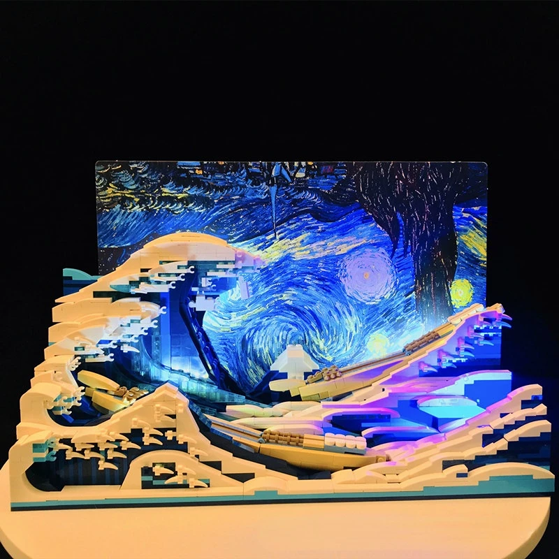 

Led Light Kit for DK3003 The Great Wave Off Kanagawa 3D Painting Building Blocks(Not Included Building Blocks)