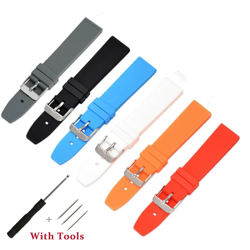 

16 18 20 22 24 26 28mm Silicone Waterproof Watch Strap Replacement for Universal Sport Rubber Watch Bracelet Accessories