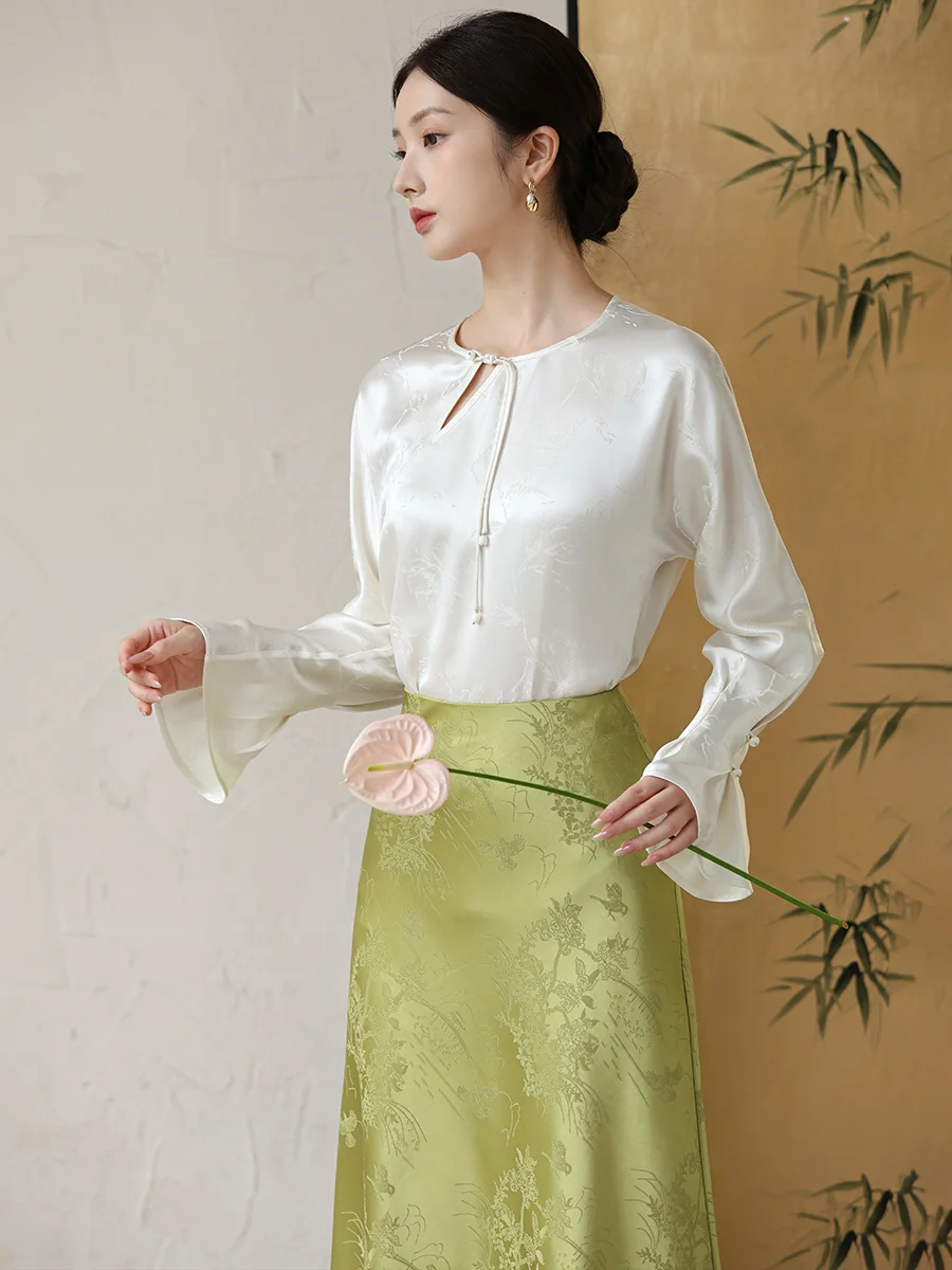 

Новая женская китайская блузка из ацетата с вышивкой в стиле кимоно, свободного кроя, с узором, весенняя мода