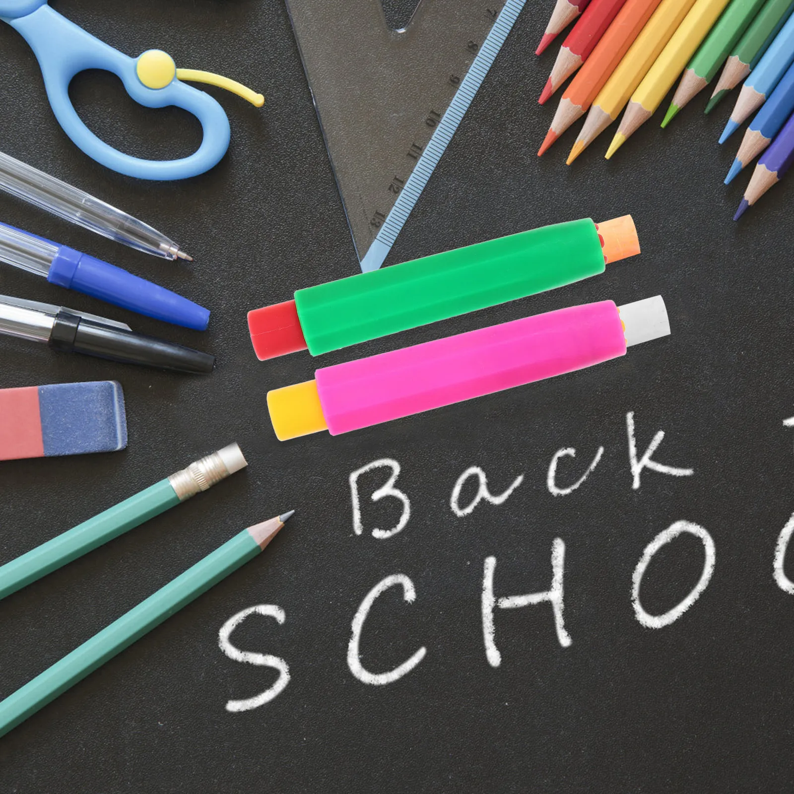 

6pcs Automatic Holder Plastic Office Holder Dust- For School Office Home Chalk Storage Case Chalk Clip