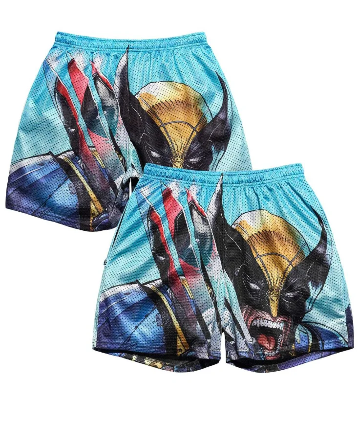 Adult and Children's Retro Fashion Manga Style Art Colorful Hero Patch 3D Printed Sports and Leisure Shorts