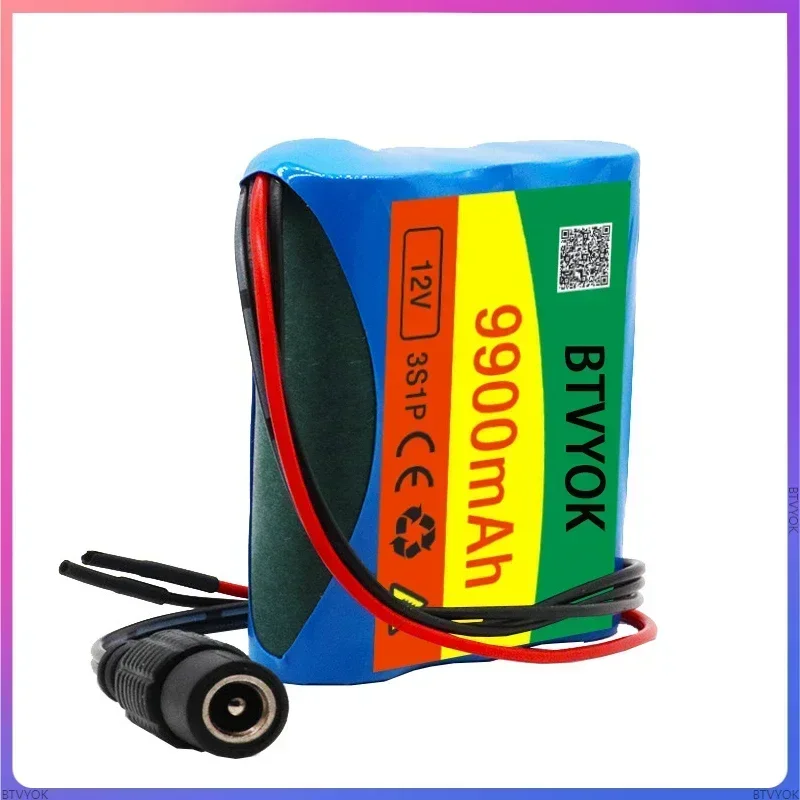 

New 18650 battery 3S1P 12V 9900mAh rechargeable lithium battery pack with charging protection board and charger