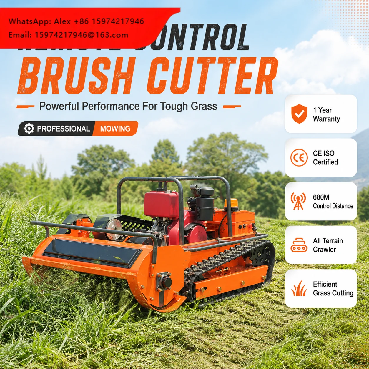 

Low Price 800mm 1000mm 1200mm Diesel RC Robot Flail Lawn Mower With Tracks Home Garden Agricultural Use