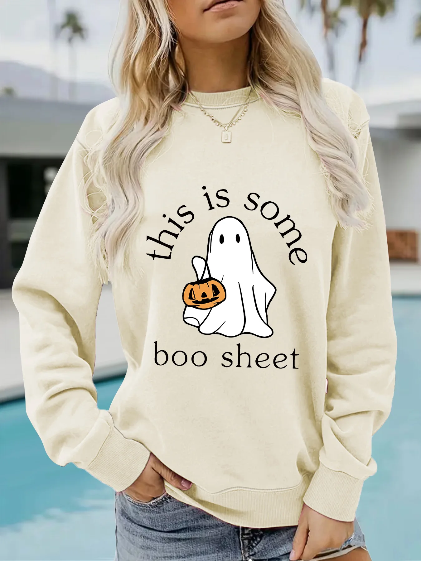 BKLD Autumn And Winter Women Clothing Casual Long Sleeve Tops Round Neck Fashion Halloween Printed Pullover Sweatshirts