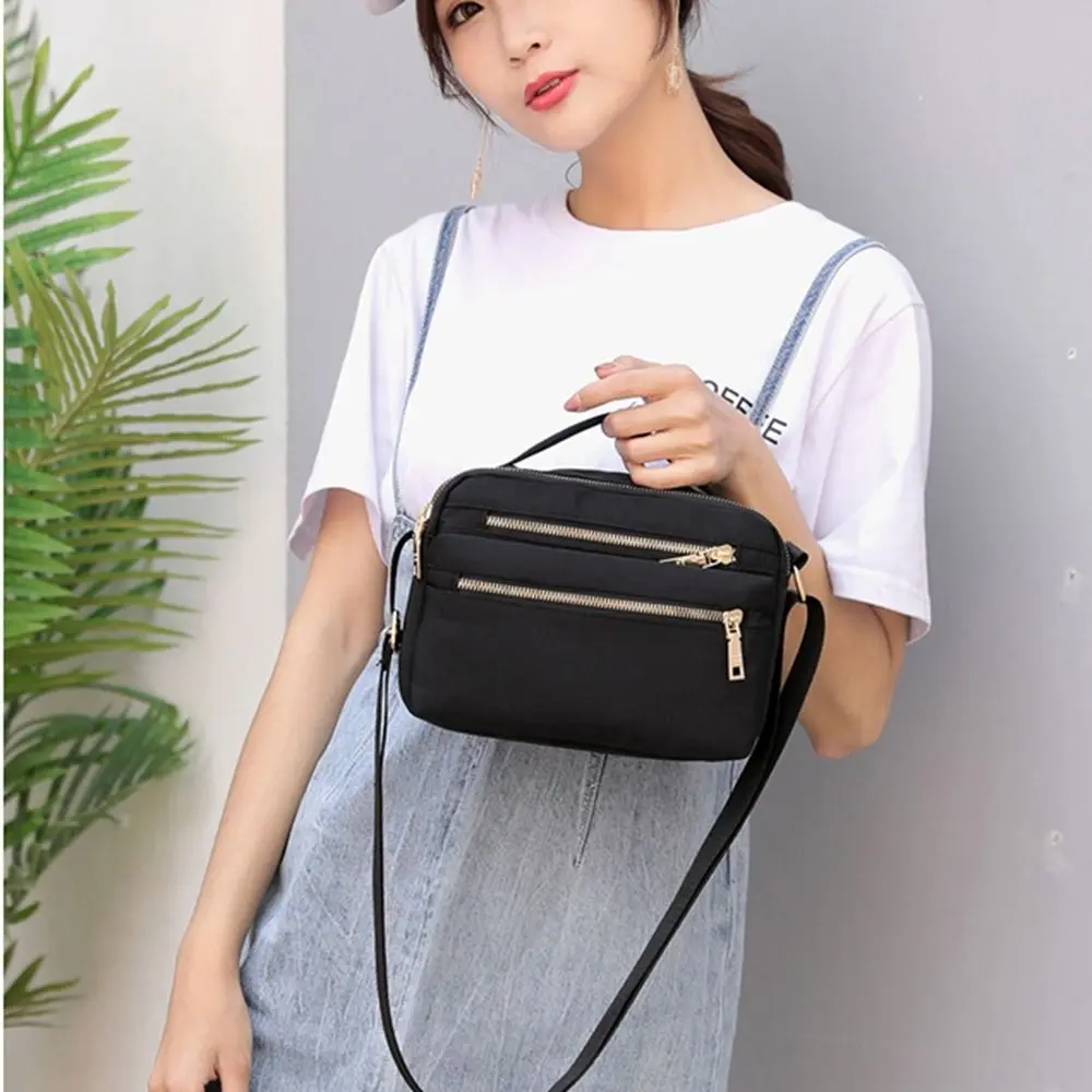 Modna wielowarstwowa nylonowa torba crossbody z zamkiem błyskawicznym, płócienny plecak damski w stylu koreańskim, wodoodporna torba na ramię z tkaniny Oxford, torba podróżna.